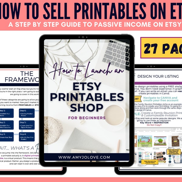 Planificateur de boutique Etsy Imprimables Guide des produits numériques Etsy Formation Etsy Cahier d'exercices Imprimables Etsy