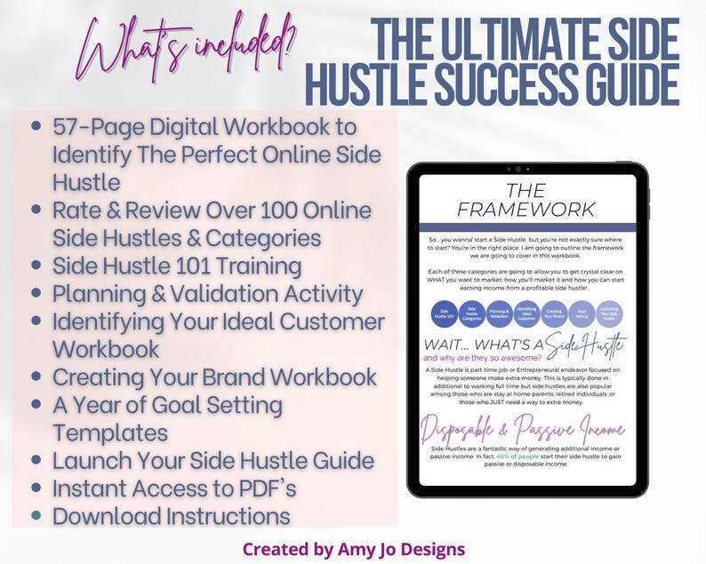 Side Hustle Planner Side Hustle Guide Passive Planner Online