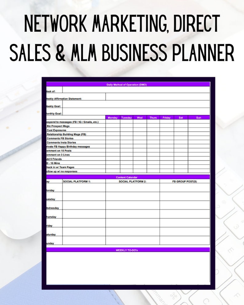Network marketing planner template image