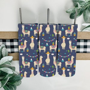 Llama 20oz Skinny Tumbler PNG, Sublimation Straight- Digital Download