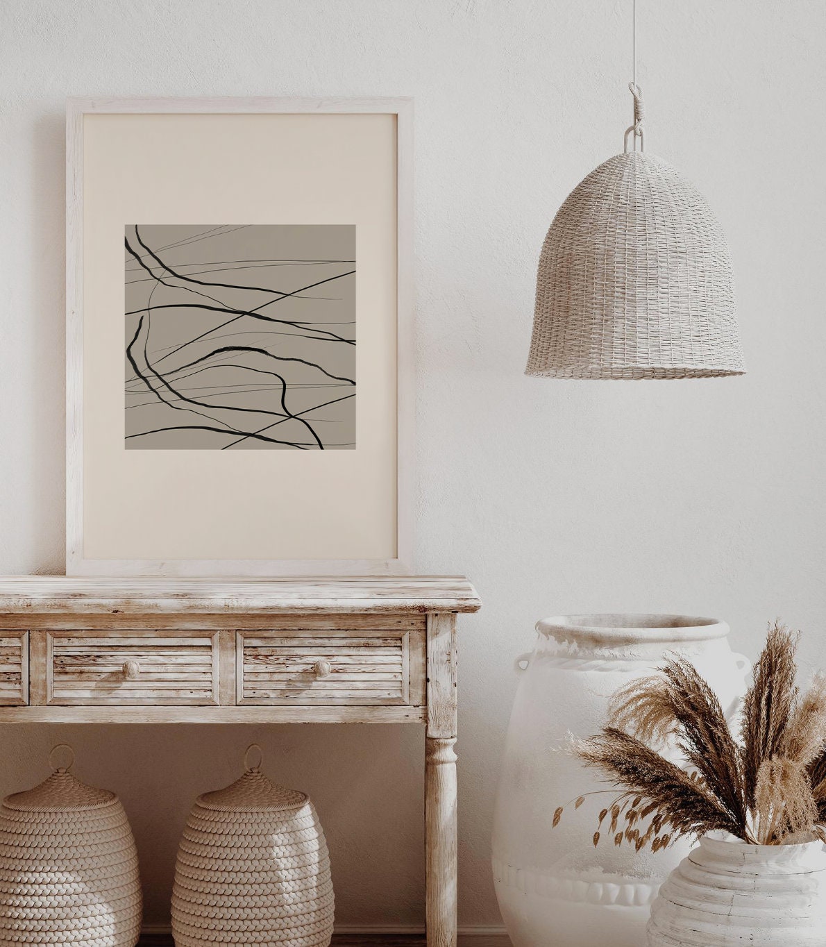 Fine Line Drawing Printable Wall Art Linear Scribble Etsy UK