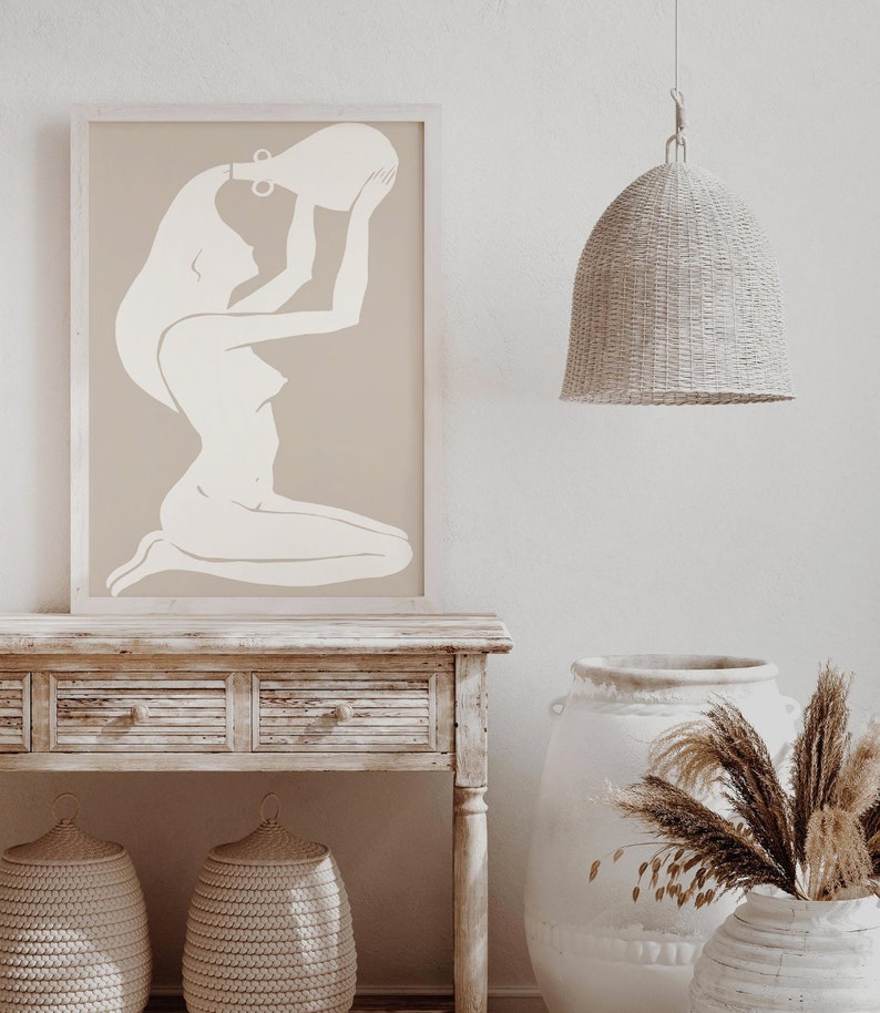 Printable Wall Art Abstract Art One Line Nude Woman Drawing Set of 2 Female Figure Print Modern Wall Gallery Minimalist Set of 2 Print