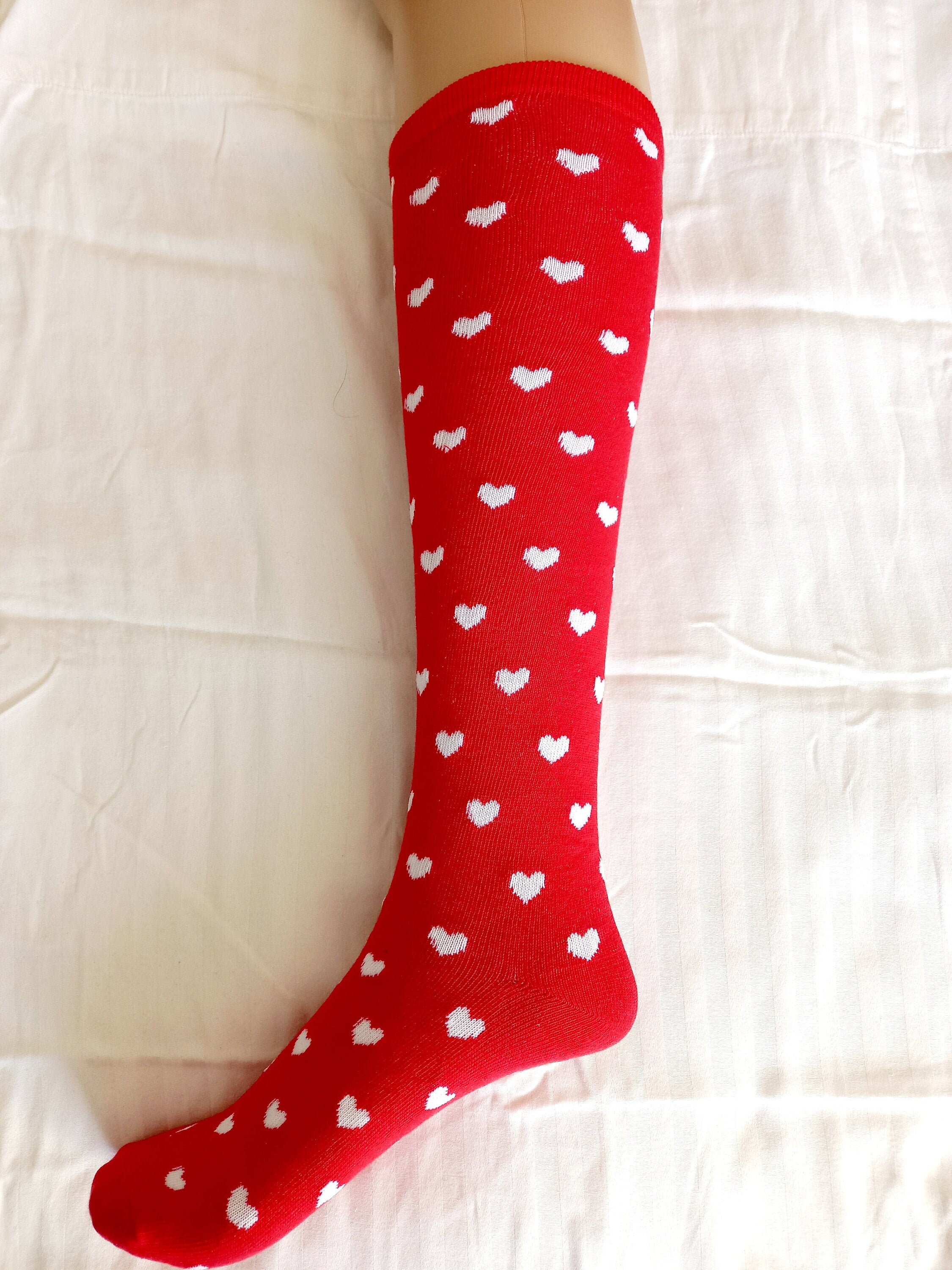 Valentine's Socks Socks with Hearts Knee High Socks Etsy