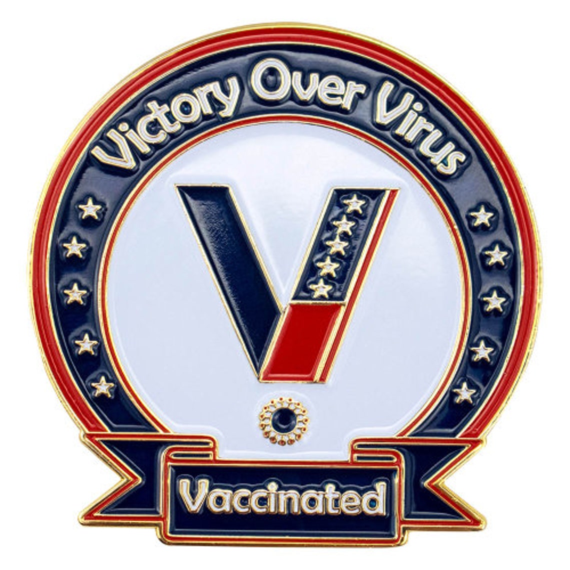 Covid 19 Vaccinated Iron Pin Victory Over Virus Pin Etsy