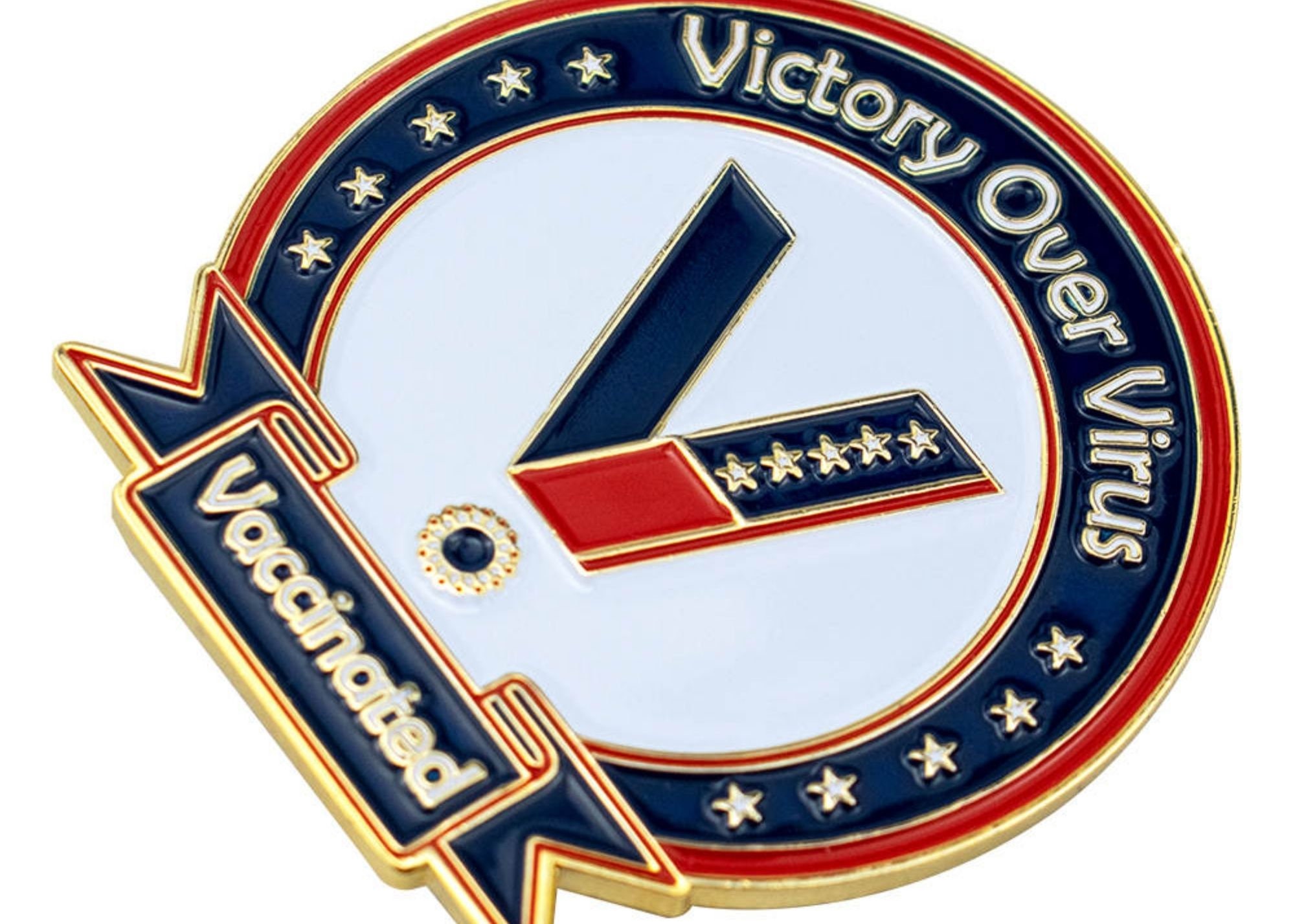 Covid 19 Vaccinated Iron Pin Victory Over Virus Pin Etsy