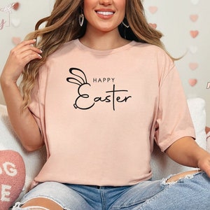 Happy Easter Tee, Easter shirt, Easter Bunny Graphic Tee, Unisex Tee, T-shirt for Easter, Easter shirts for Women, Gift for Her