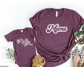 Mama and Girl Matching Shirt, Retro Mama Tee,Mom Shirt,Mother's Day Shirt,Mama's Girl Shirt, Mother Daughter Shirts,Girl Mom,Baby Girl Shirt