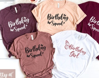 Birthday Squad Butterfly Shirts, Birthday Party Shirts, Birthday Girl T-Shirts, Birthday Crew T-shirts, Birthday Squad Gift, Birthday Gift