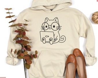 Nerd Cat, Cute Cat Hoodie, Cat Mom Hoodie, Funny Hoodie, Cat Lover Hoodie, Gift for Cat Mom, Gifts for Cat Lovers, Christmas Gift, Unisex