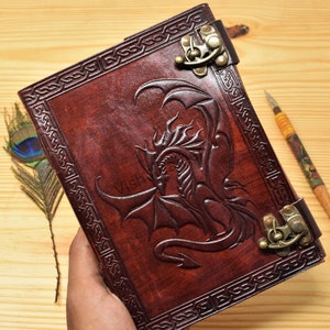 DnD Journal, Handmade Leather Celtic Dragon Journal, Real Leather Notebook, Journal, Sketchbook campaign journal for dungeons and dragons