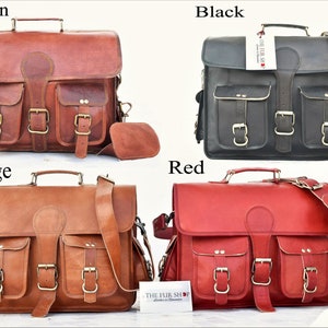 Bolsa para laptop 4 cores preta, laranja, marrom, vermelha, bolsa de couro de grão integral, pasta de escritório, bolsas de couro feitas à mão, bolsa de couro feminina