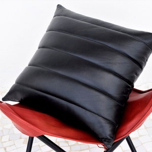 Cushion Cover Couch Sofa Cushion Case Decorative Pillow Throw Covers for Living Room Bedroom Black Leather Pillow Cover Personalize Cushion