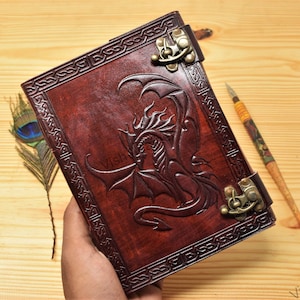 DnD Journal, Handmade Leather Celtic Dragon Journal, Real Leather Notebook, Journal, Sketchbook campaign journal for dungeons & dragons Gift