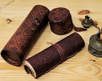 Rolling Tube Journal for Travelers Holiday Diary Gift Sketchbook Travel Notebook Handbound Leather Handmade Diary Handmade Gift for Traveler