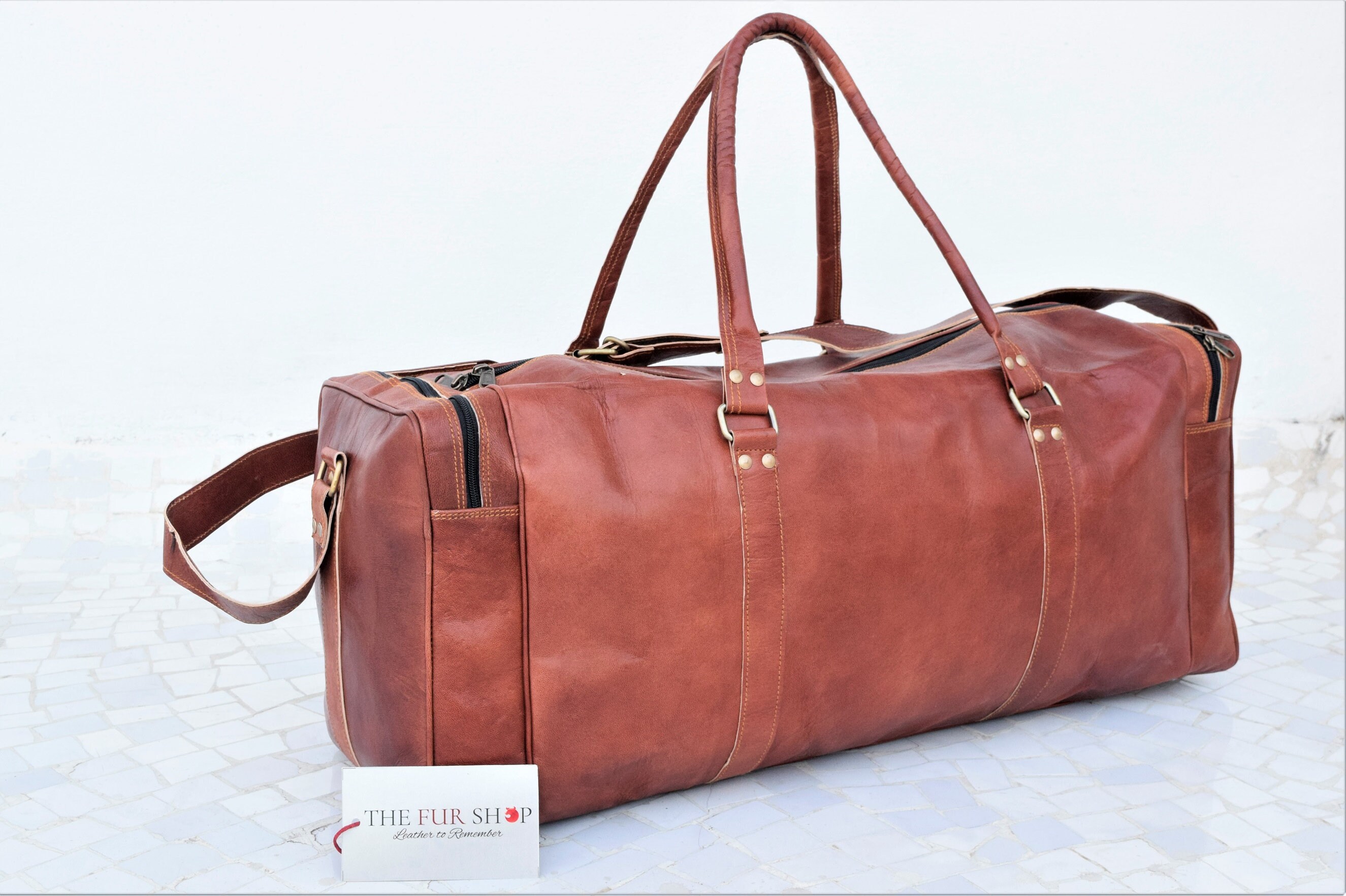 Vintage Style Leather Duffel Bag for Men Full Grain High Etsy