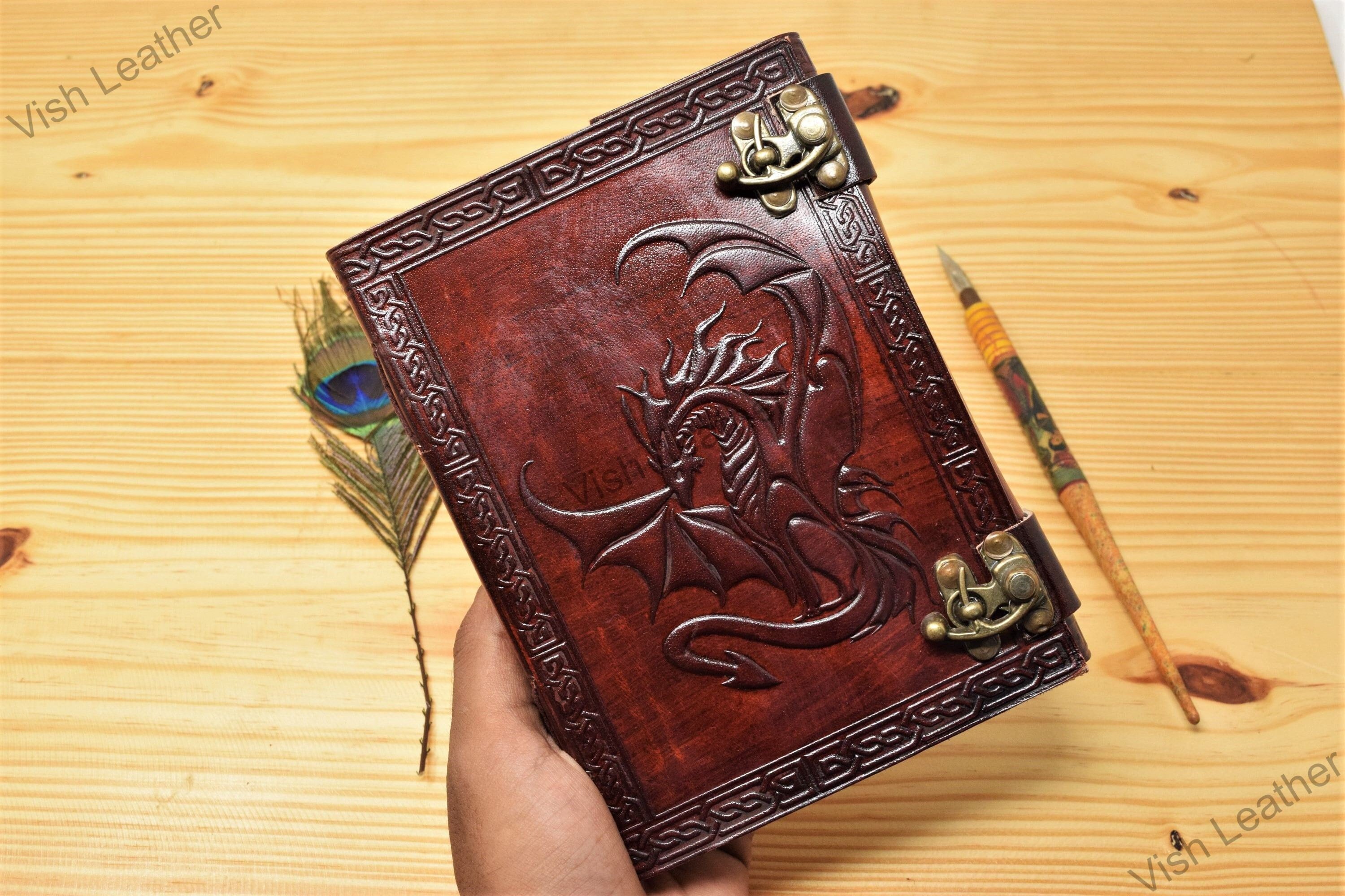 Dnd Journal Handmade Leather Celtic Dragon Journal Real Etsy