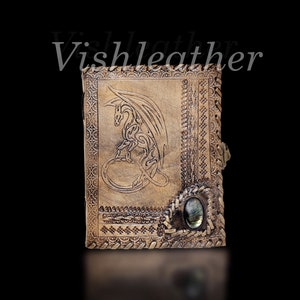 Dungeon Master Journal, handgemaakt lederen Celtic Dragon-dagboek, DnD-notitieboekje, dagboek, schetsboek, helende kristallen stenen dagboek gameboek