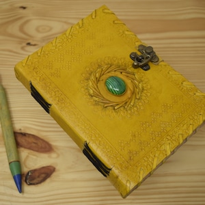 Handmade Christmas Journal Gift, Handmade Leather Celtic Journal, Real Leather Notebook, Journal, Sketchbook, Healing Crystal Stone Journal