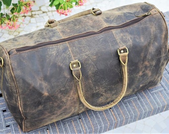 Leather Travel Duffle Black Duffel Vintage Travel Bag Leather Full Grain Weekender Luggage Genuine leather Bag Gift for Dad Christmas