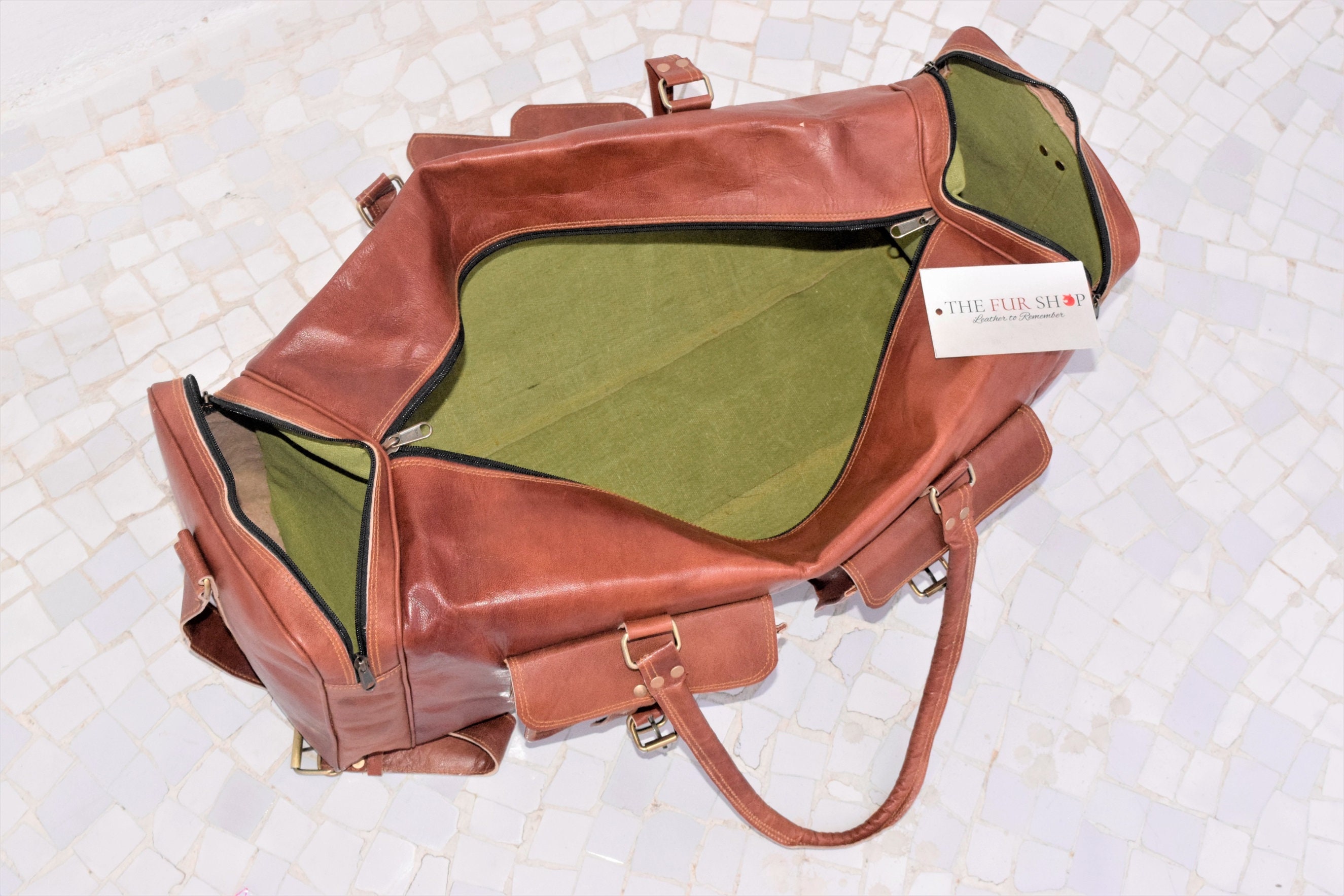 Vintage Style Leather Duffel Bag for Men Full Grain High Etsy