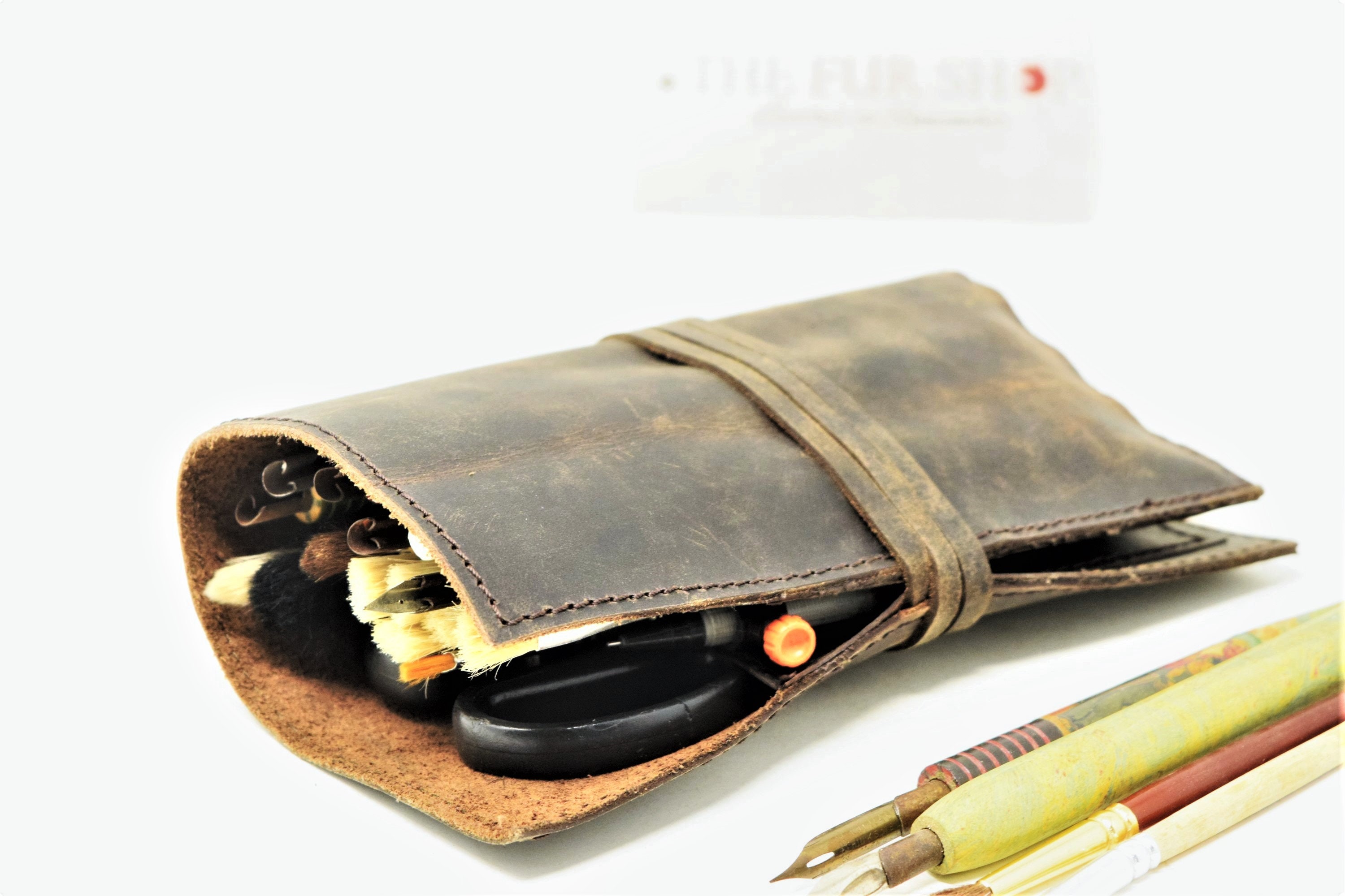 Handmade Leather Artist Pouch Tools and Pencil Pouch Etsy UK