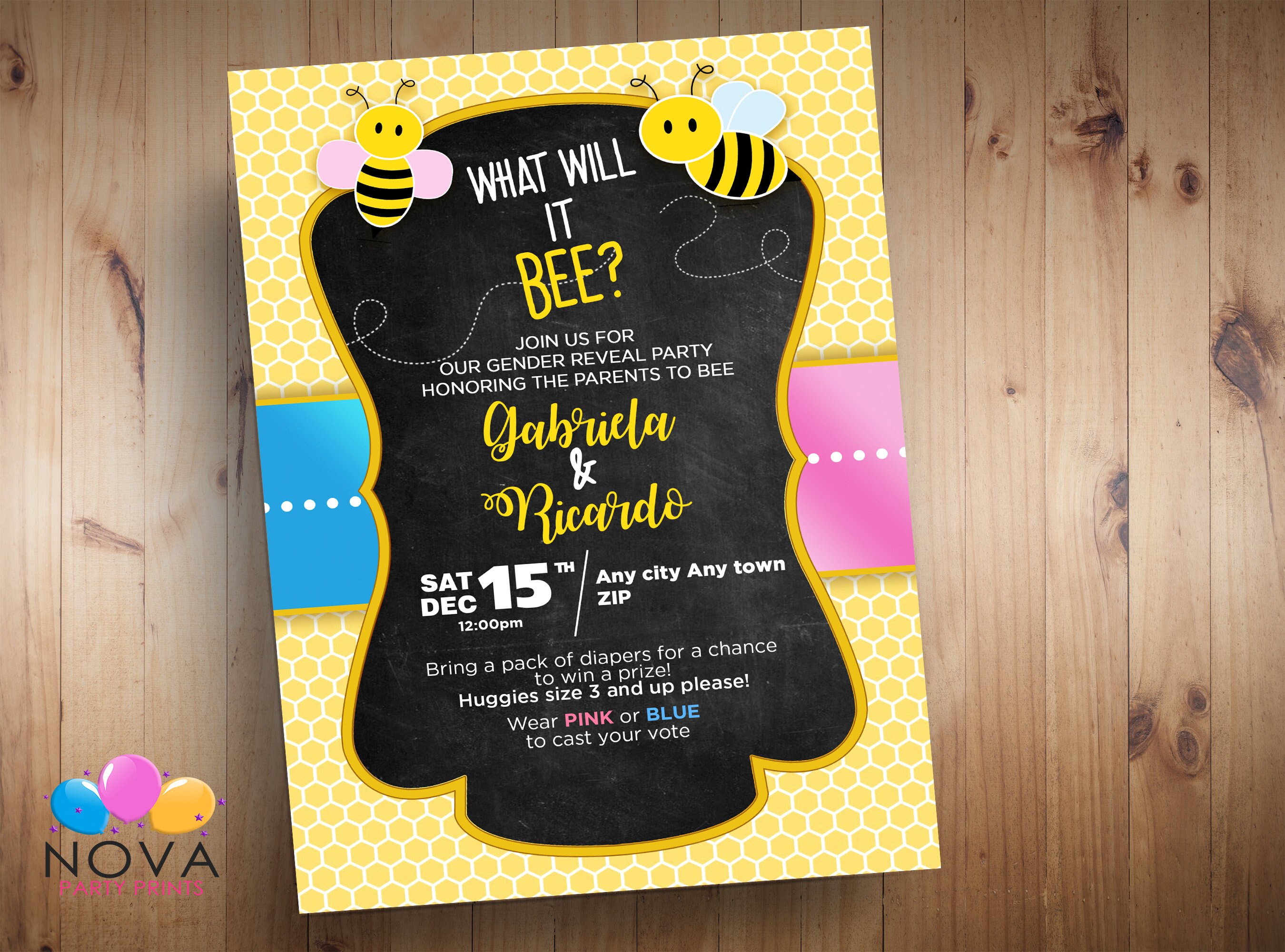 Gender Reveal invitation. Gender Reveal invite. Einviter. Etsy France