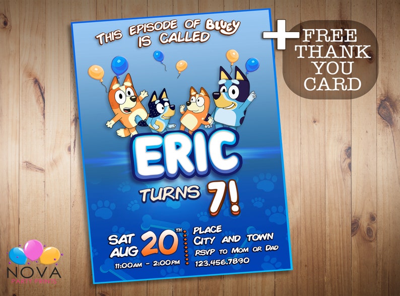 Bluey Birthday Invitation. Bluey Invites. Einvite. Digital Etsy