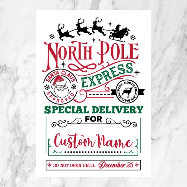 North Pole Express Santa Gift Sticker