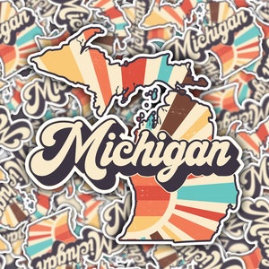 Pegatina de vinilo retro de Michigan