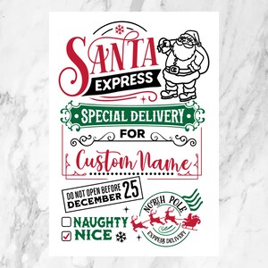 Adesivo de presente de Papai Noel com entrega especial Santa Express