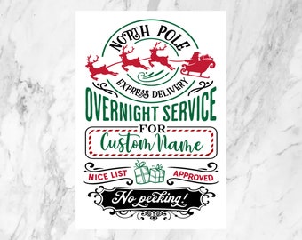 North Pole Overnight Santa Gift Sticker