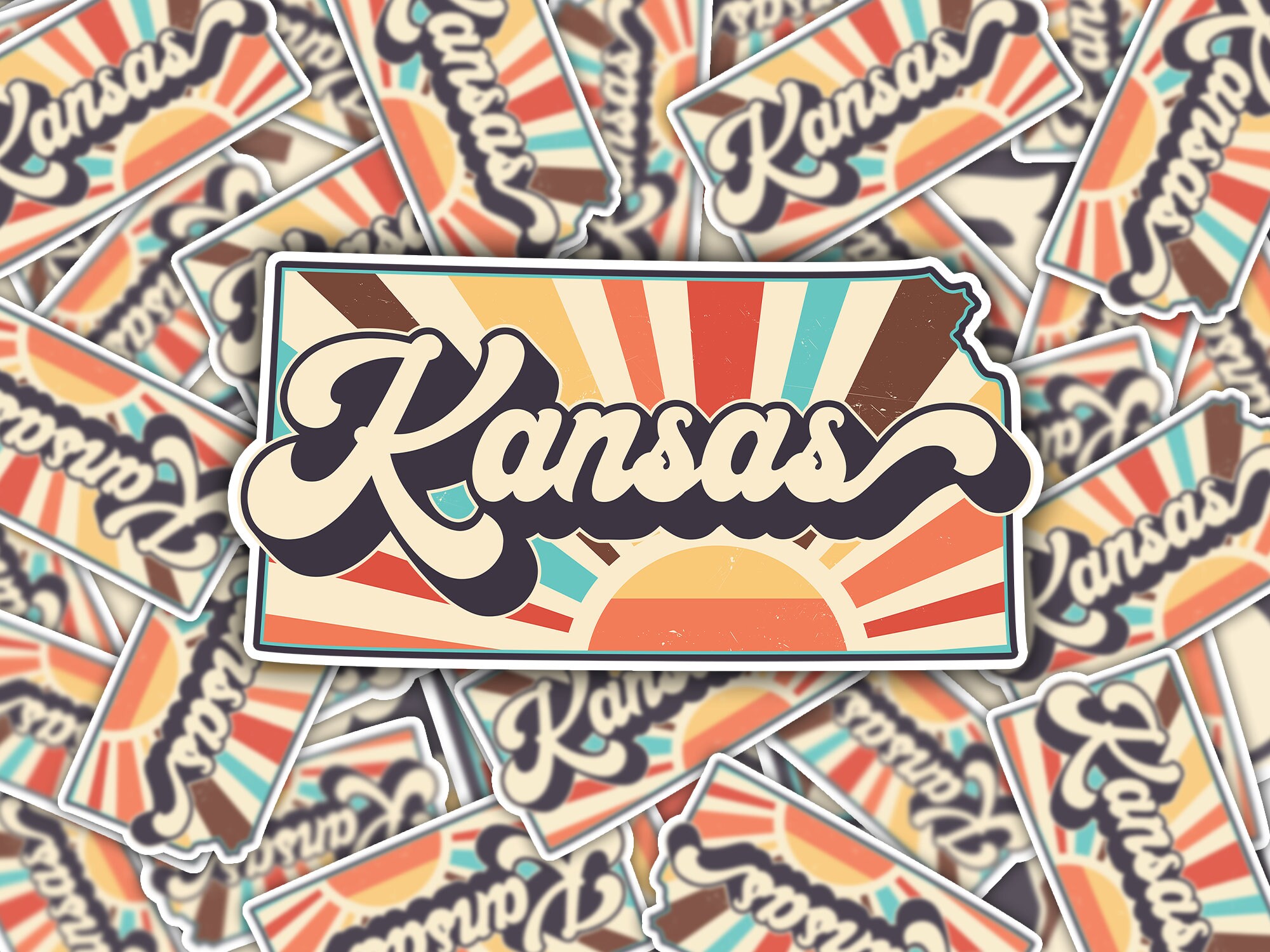 Sticker Sheet Kansas Kansas Retro Vinyl Sticker - Etsy