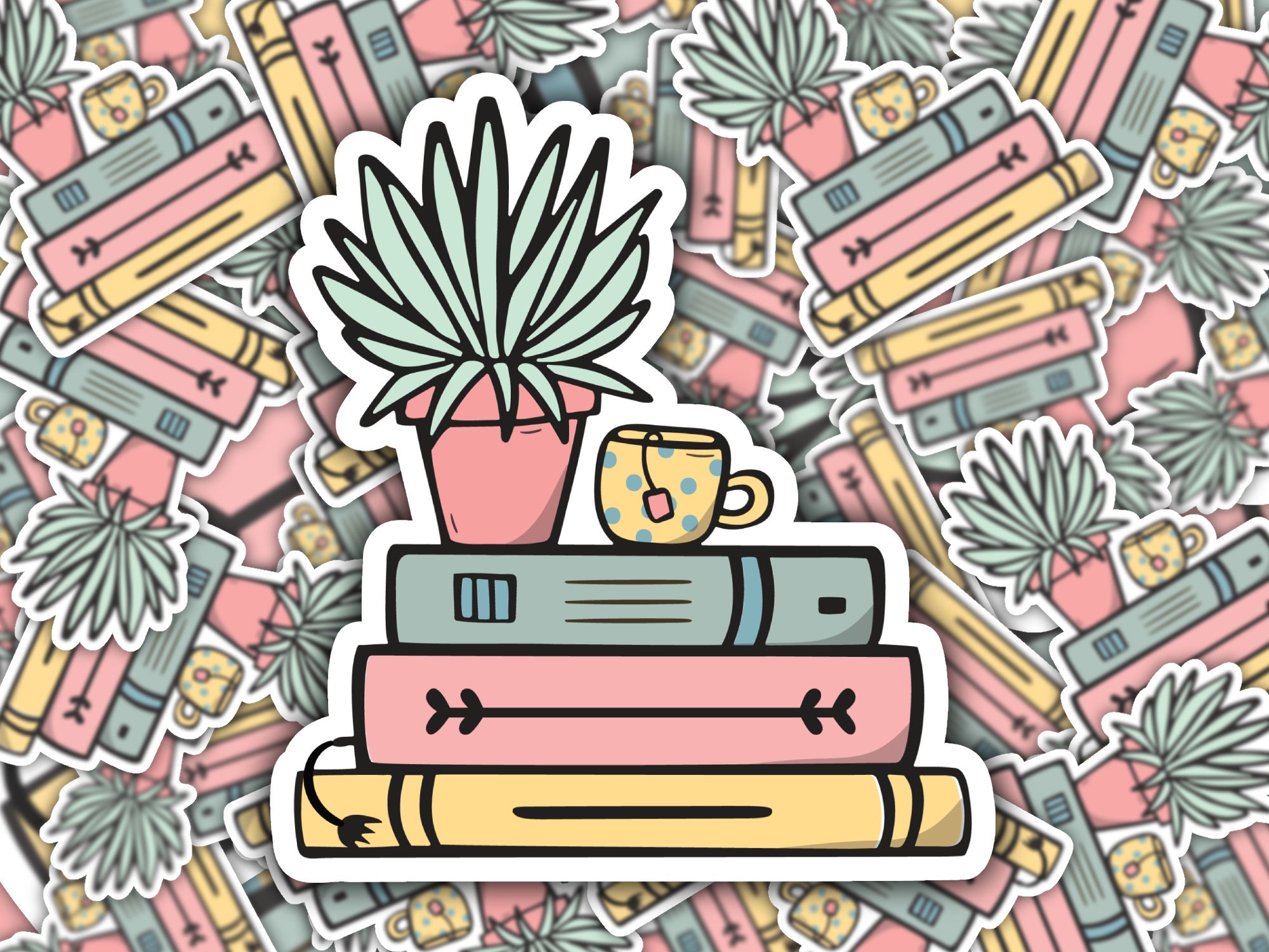 Boock Sticker Book Stack Sticker - Etsy