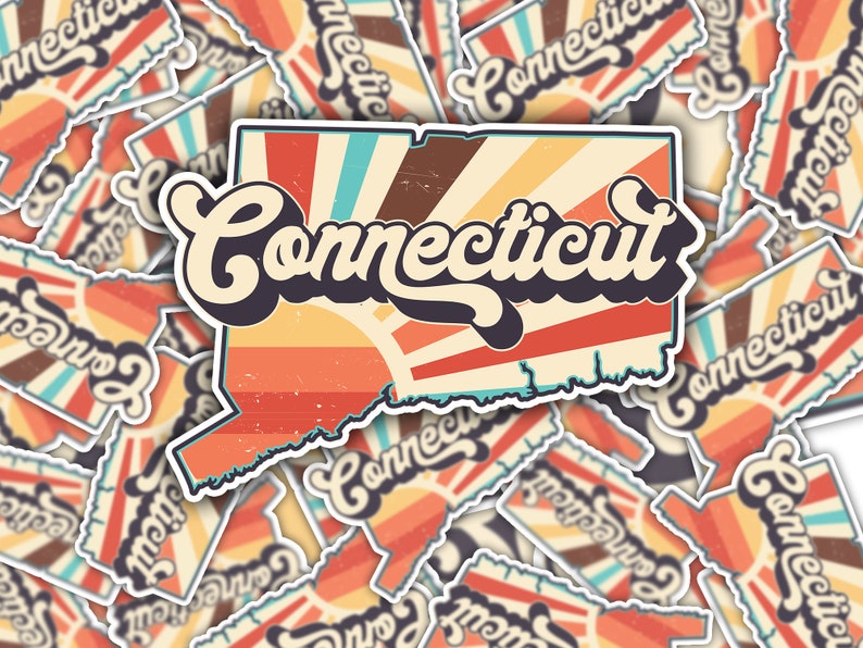 Connecticut retro vinylsticker afbeelding 1