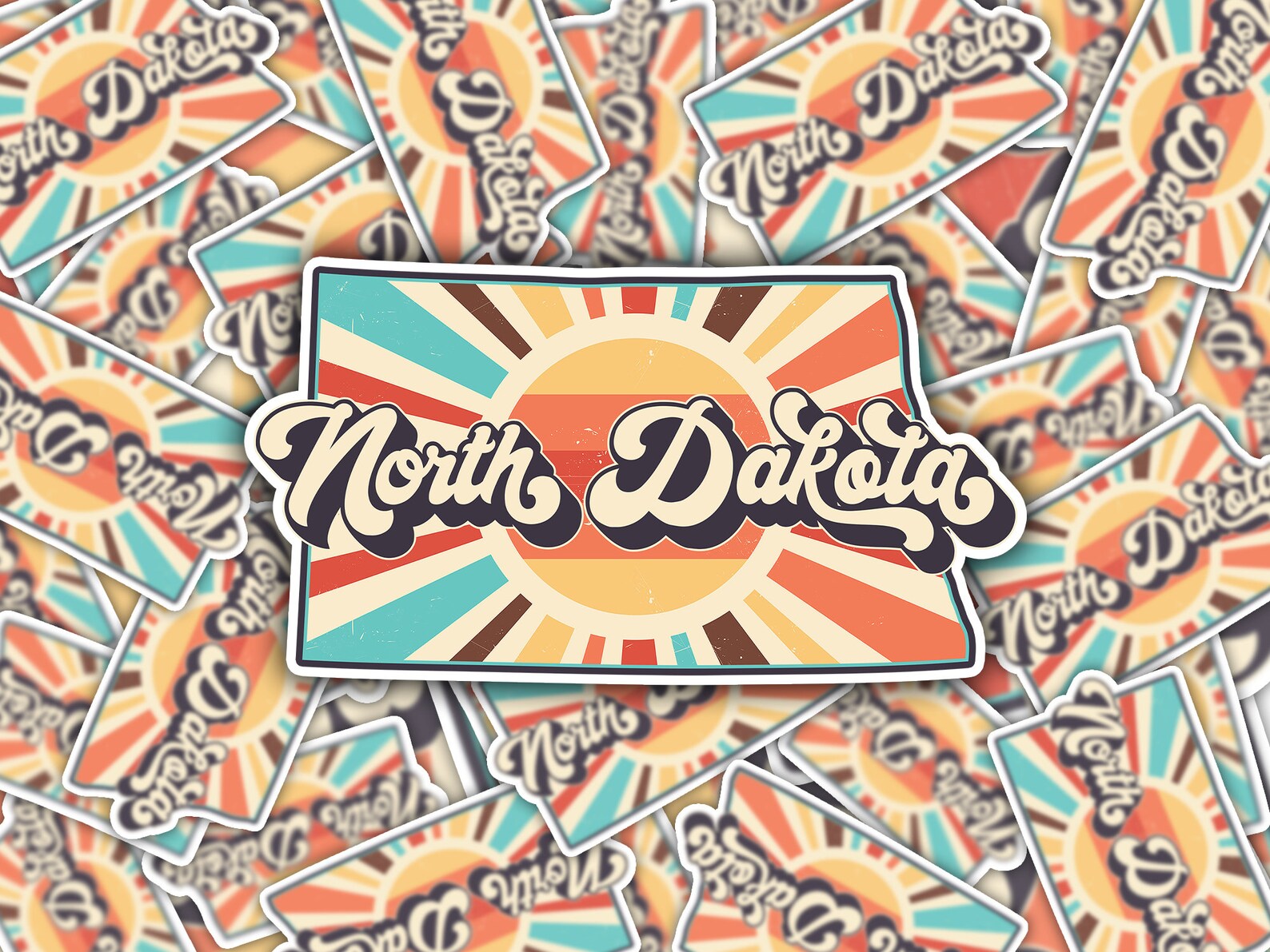 North Dakota Retro Vinyl Sticker - Etsy