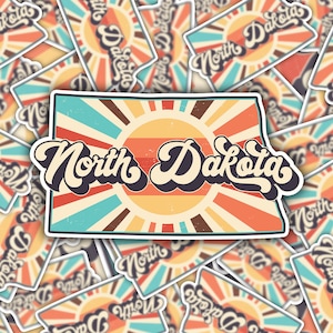 Adesivo de vinil retrô da Dakota do Norte