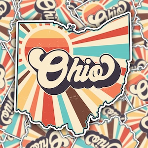 Pegatina de vinilo retro de Ohio