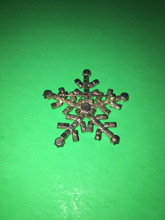 Vintage 1950’s Style, Rhinestone Snowflake Brooch - image 3