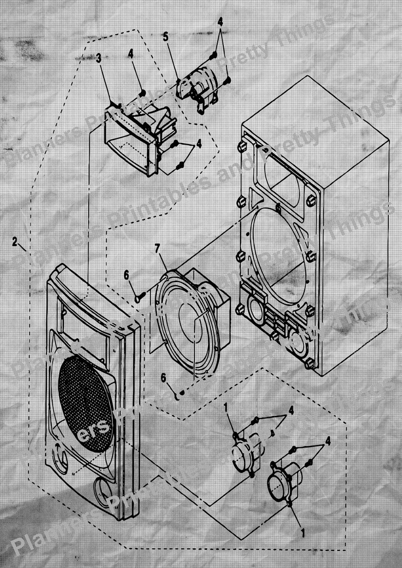 Exploded diagram of a Hi Fi Speaker poster wall art hanging Etsy Schweiz