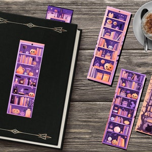 Set of 15 &quot;Halloween Bookcases&quot; Printable Bookmarks home printable PDF instant download