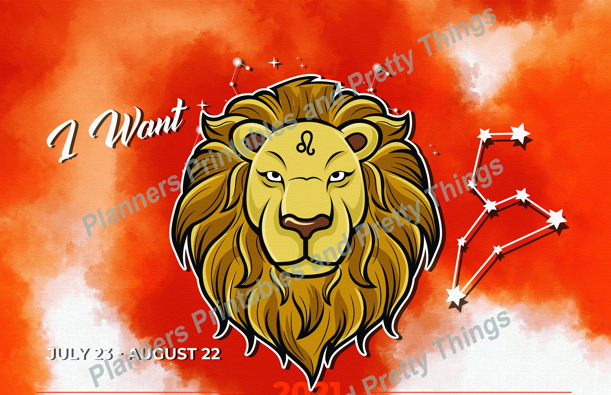 2021 Zodiac Calendar Leo 12 month at a glance print at home Etsy