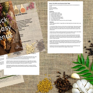 Menus rápidos e fáceis 7 receitas de pratos principais, além de download instantâneo de café da manhã/brunch e sobremesa