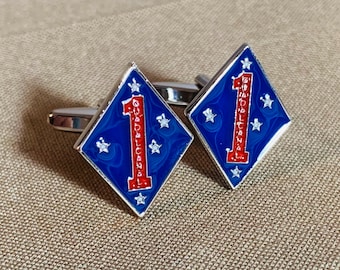 USMC Silver 1st Marine Division Cufflinks | Marine Corps Gift