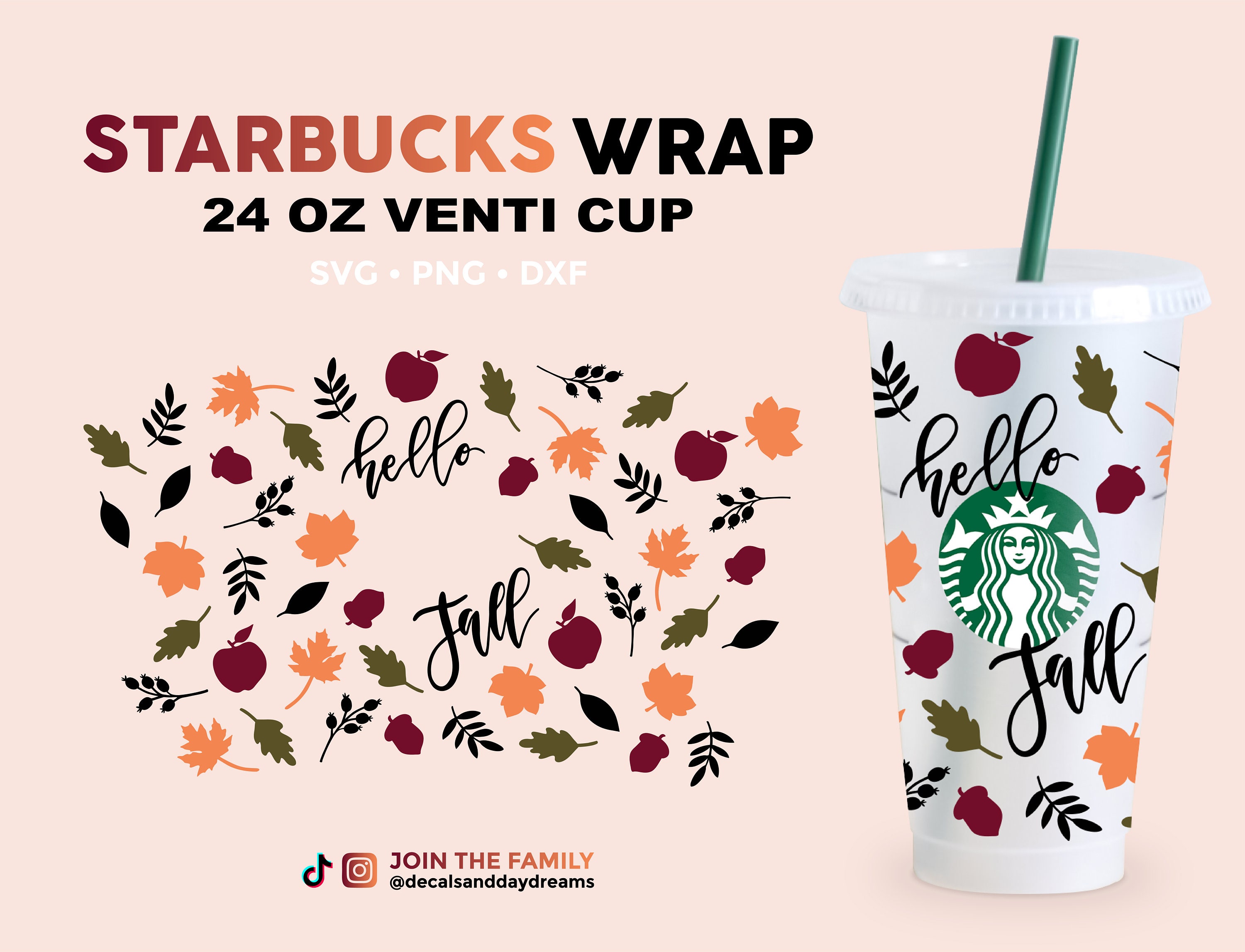 Autumn Leaves Starbucks Cup SVG Fall Season Starbucks Svg Etsy