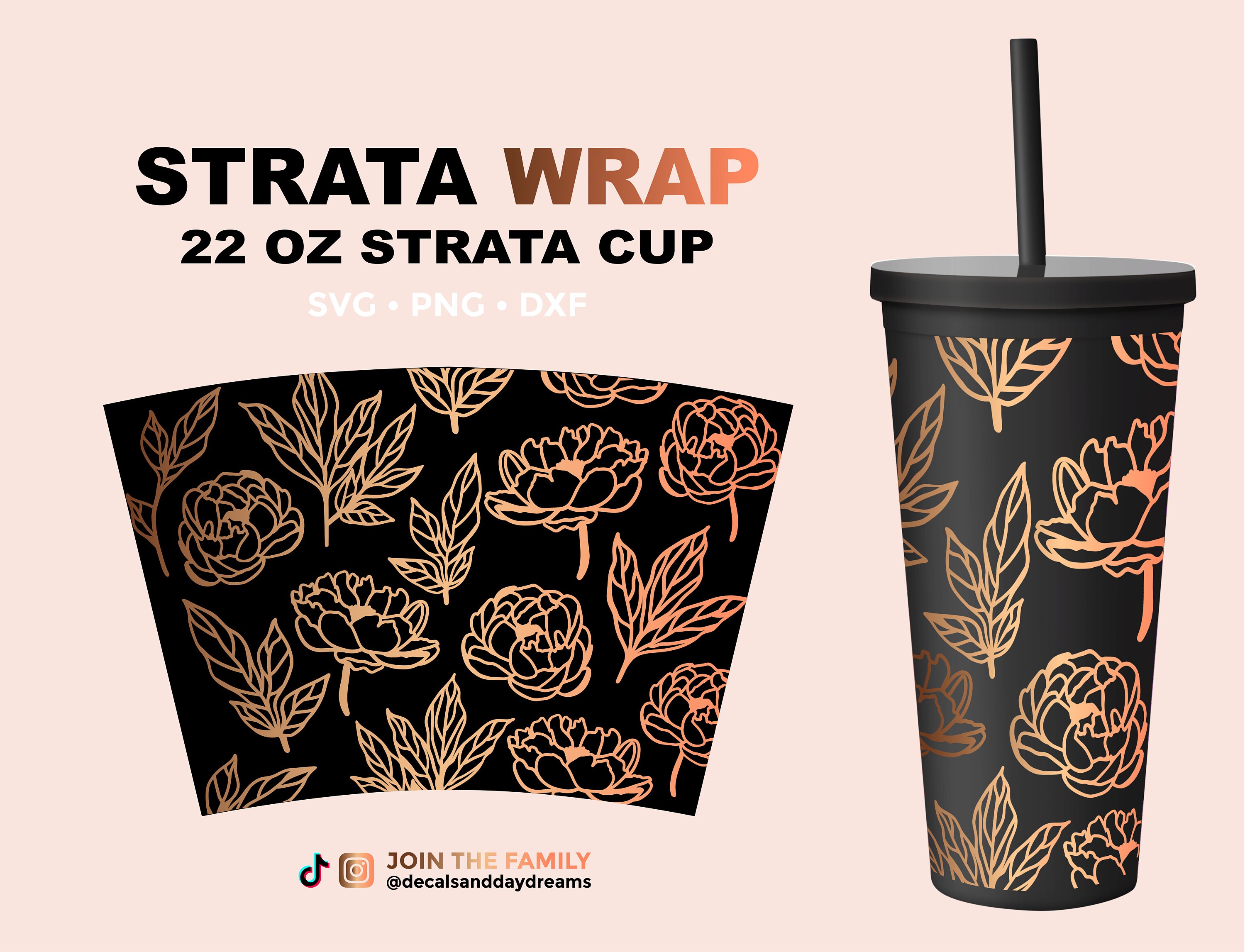 Peony Strata Wrap Svg 22oz Strata Full Wrap Svg Flower | Etsy