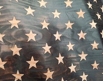 Handmade Wooden Waving Flag US Black and Natural