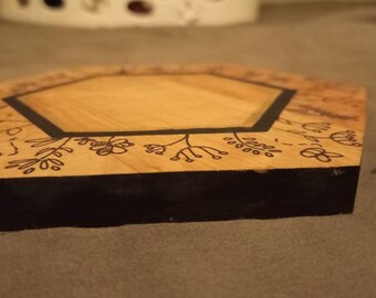 Hand designed and painted hexagon bee theme
