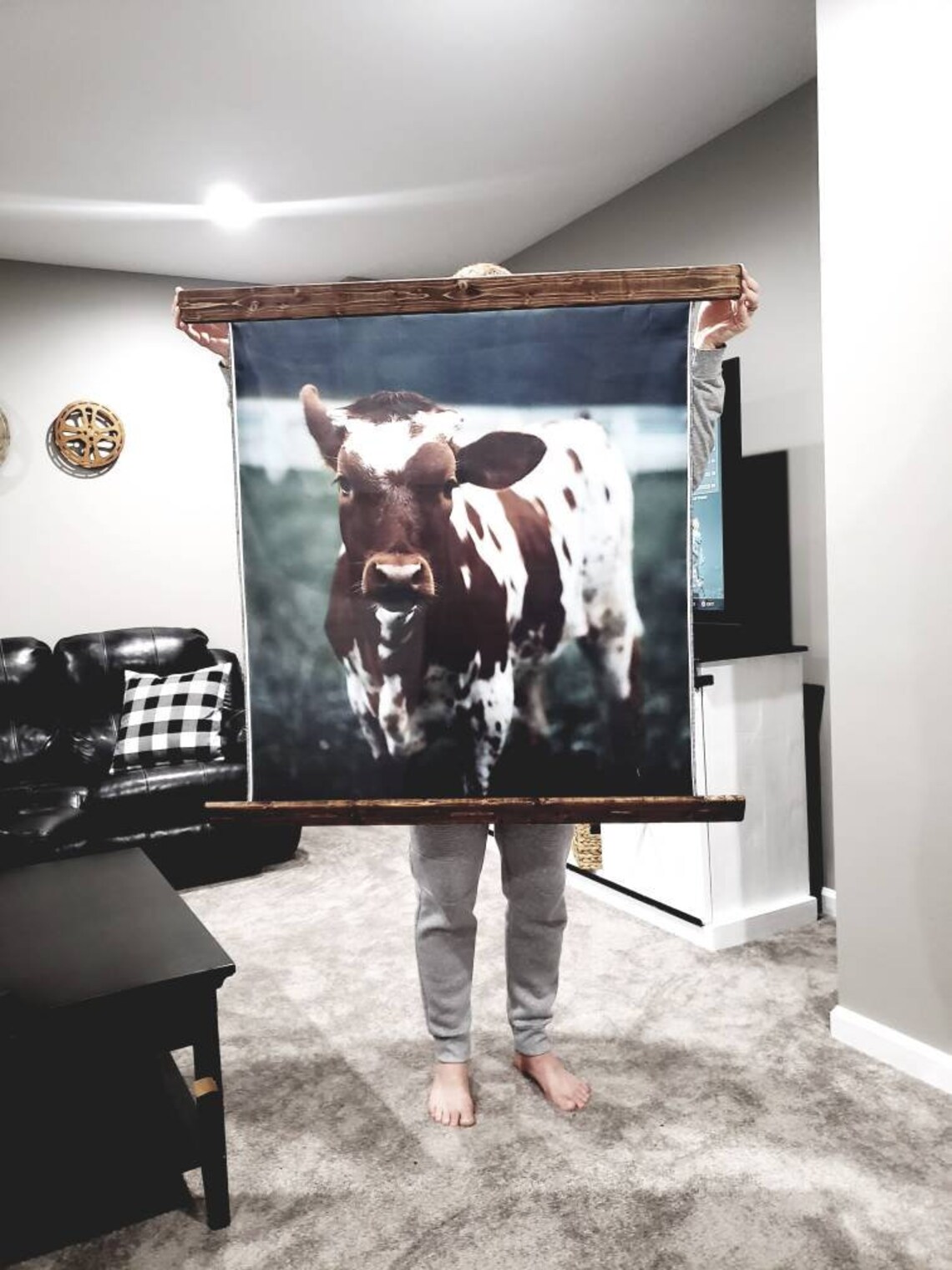 Large Wall Hanging Cow Etsy