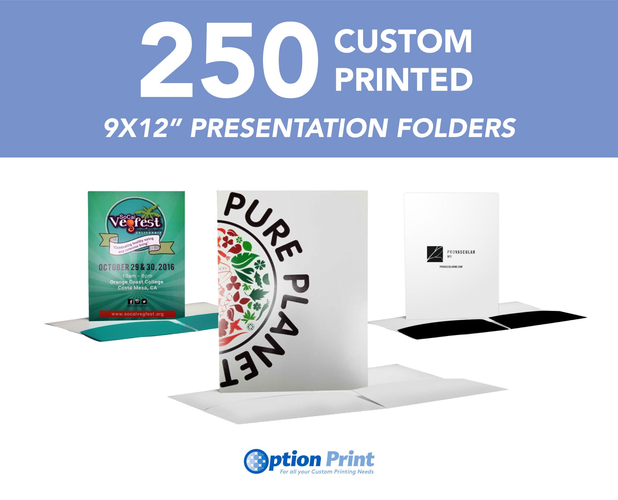 9"x12" Small Quantity Full Color Printed Presentation Folders quantity 250 