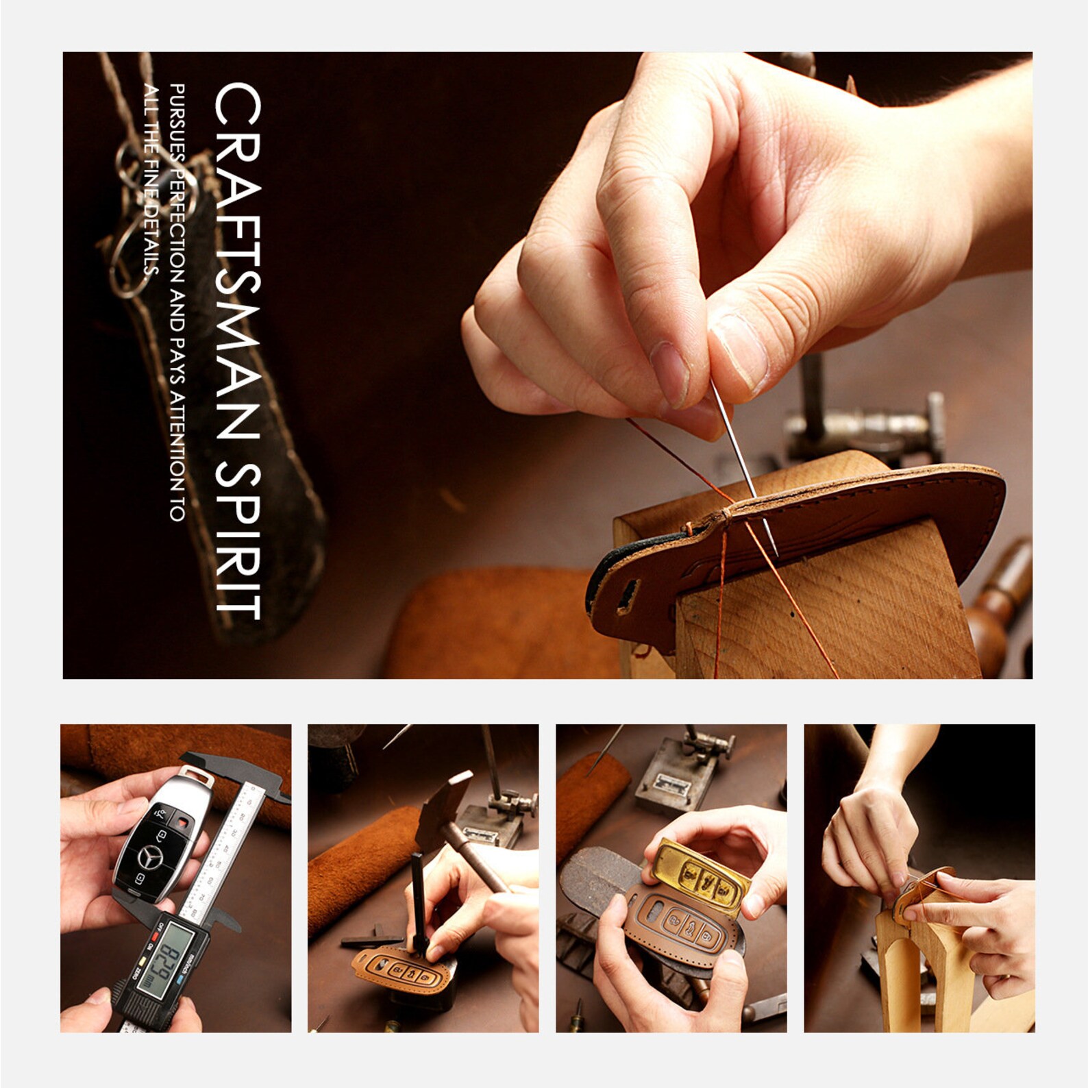 Genuine Pu Leather Car Key Fob Case Cover Holder Bag